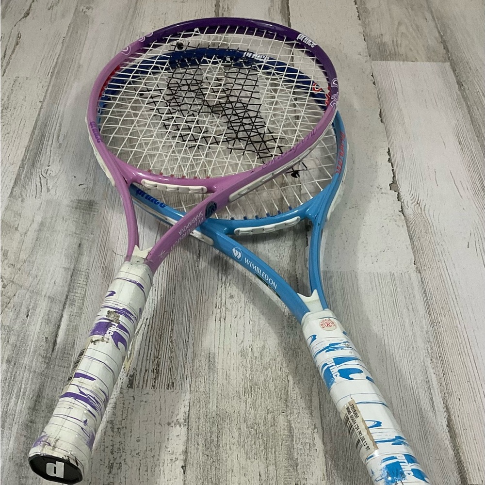 Prince Wimbledon Sharapova Rackets in Purple and Blue. Two for the price of one.